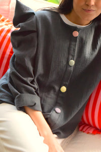 BEGOÑA BLOUSE - BLACK VICHY -