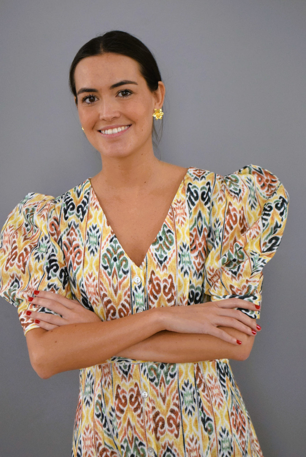 VESTIDO JIMENA - IKAT AMARILLO -