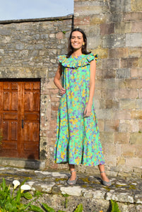 VESTIDO CONSTANZA - FLORES VERDE -