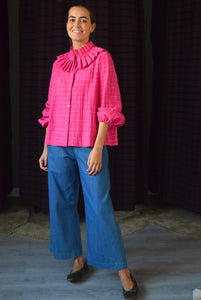 BLUSA TELMA - PATA DE GALLO FUCSIA -