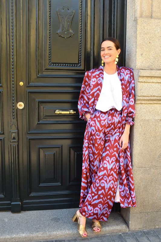 KIMONO MANUELA - IKAT GARNET AND MAUVE -