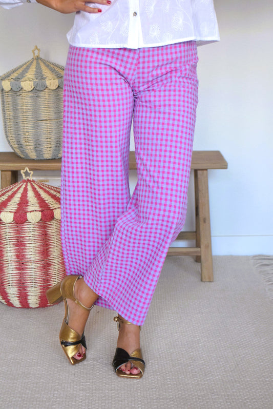 SUN PANTS - VICHY MALLOW AND PINK