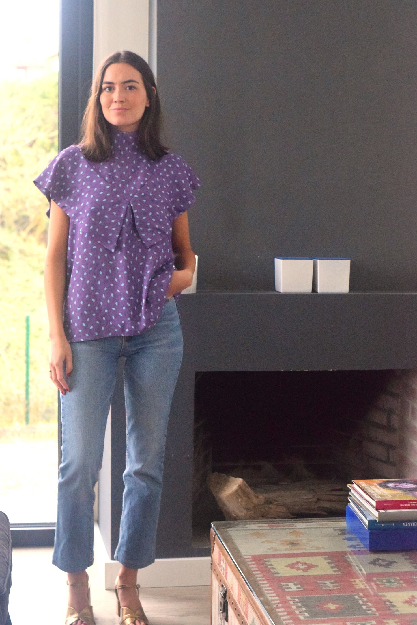 BLUSA FLAVIA - MOTAS MORADO -