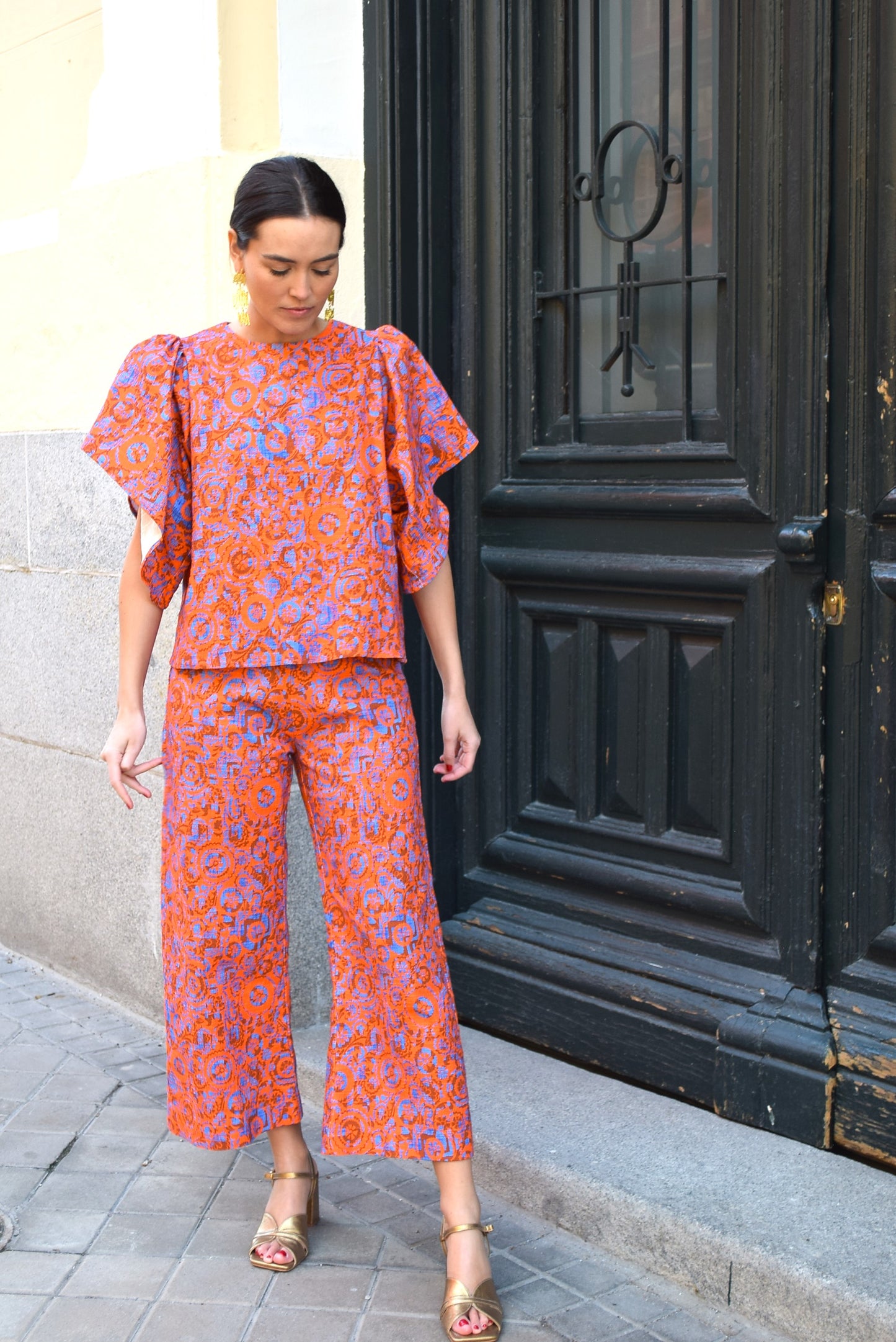 PANTALONES SOL -  FLORES NARANJAS -