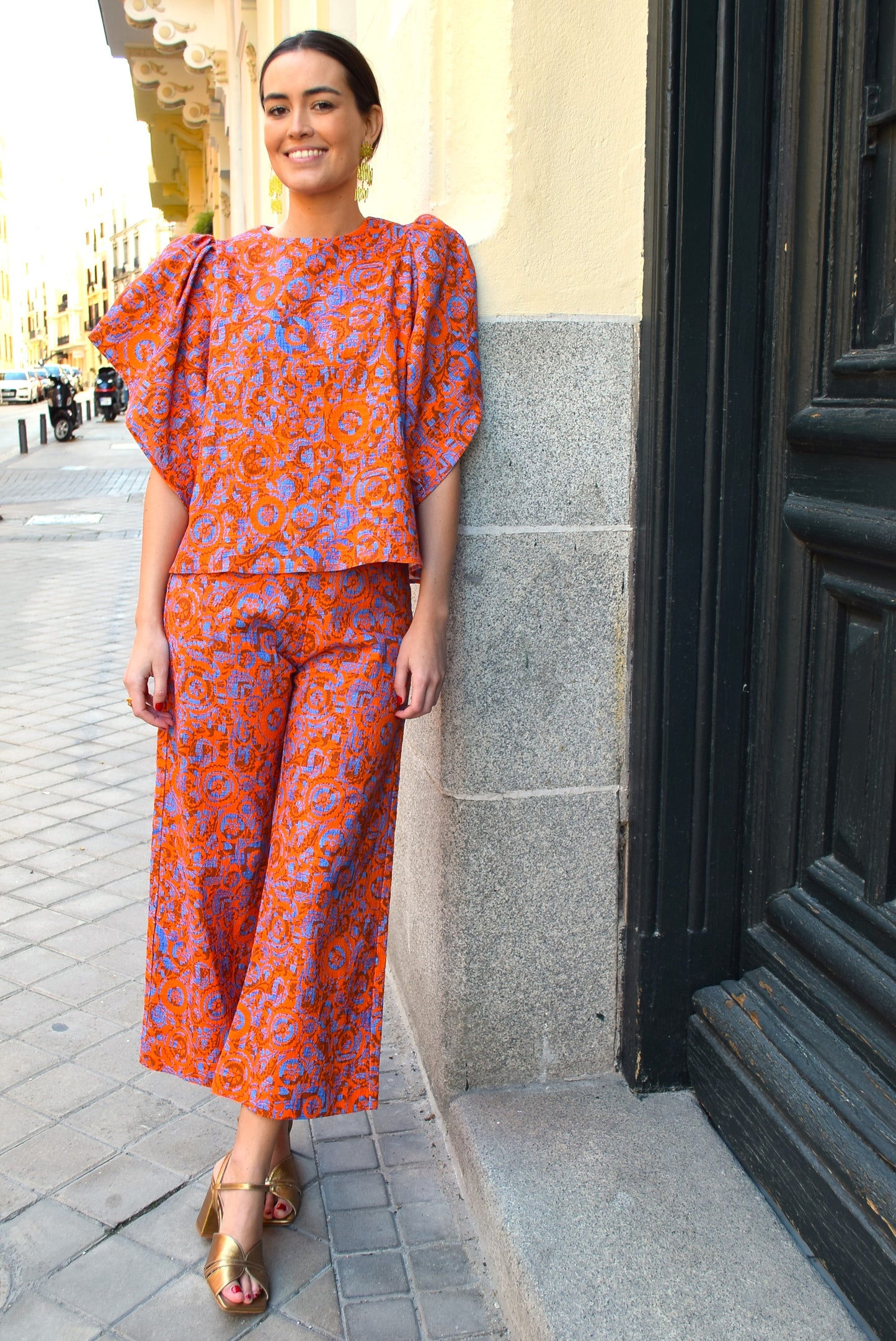 PANTALONES SOL -  FLORES NARANJAS -