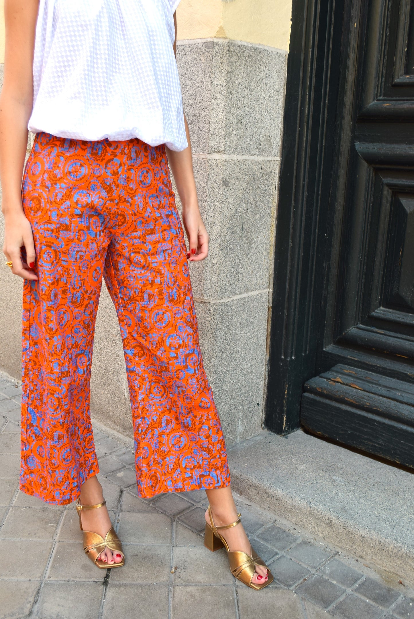 PANTALONES SOL -  FLORES NARANJAS -