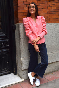 BLUSA FABIOLA - CUADRO ROSA Y ROJO -