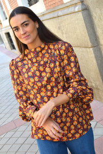 BLUSA MICAELA - FLORES GRANATE -