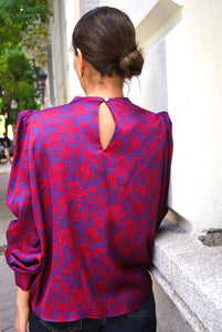 BLUSA MICAELA - AZUL Y GRANATE -