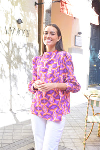 BLUSA MICAELA - MORADO Y NARANJA -