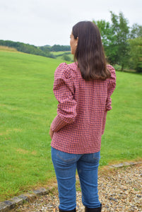 BLUSA FABIOLA CERRADA - VICHY ROSA Y MORADO