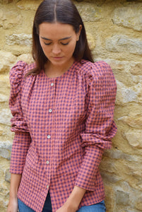 BLUSA FABIOLA CERRADA - VICHY ROSA Y MORADO