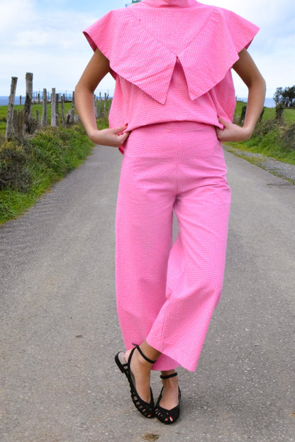 SUN PANTS - VICHY FLUOR PINK