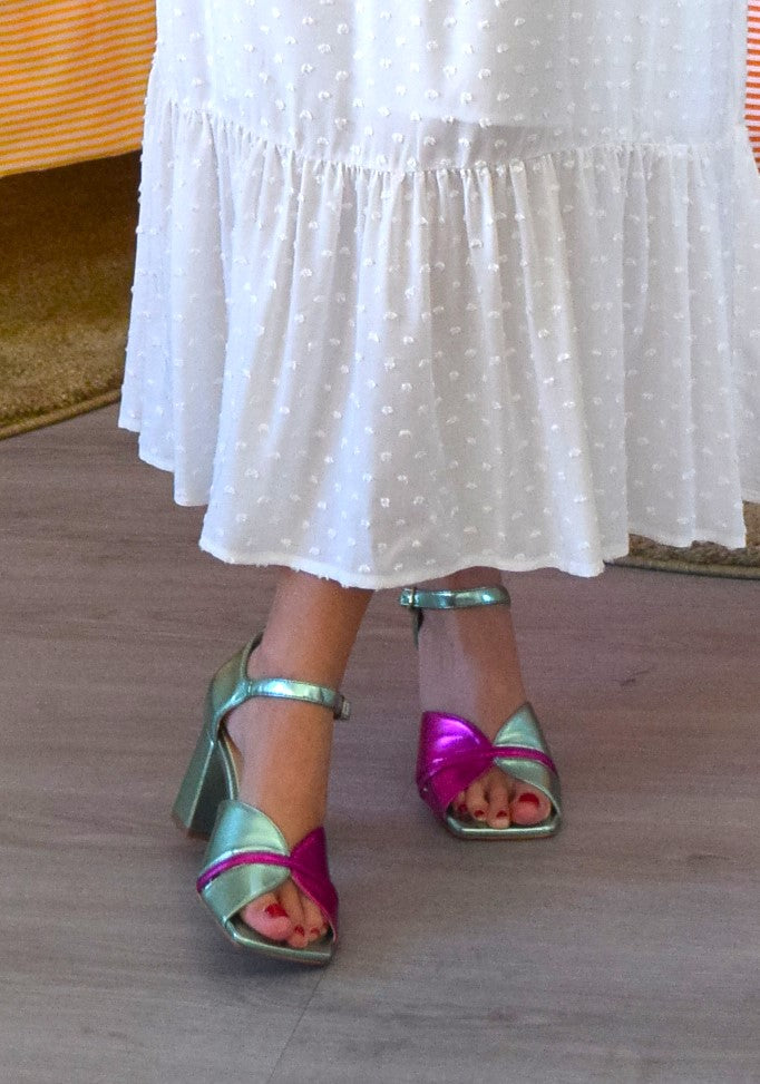 MAQUIS SANDALS - GREEN AND FUCHSIA