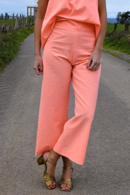 SUN PANTS - VICHY FLUOR ORANGE -