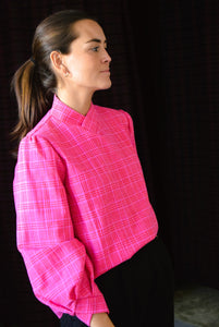 BLUSA BERTA - PATA DE GALLO FUCSIA -