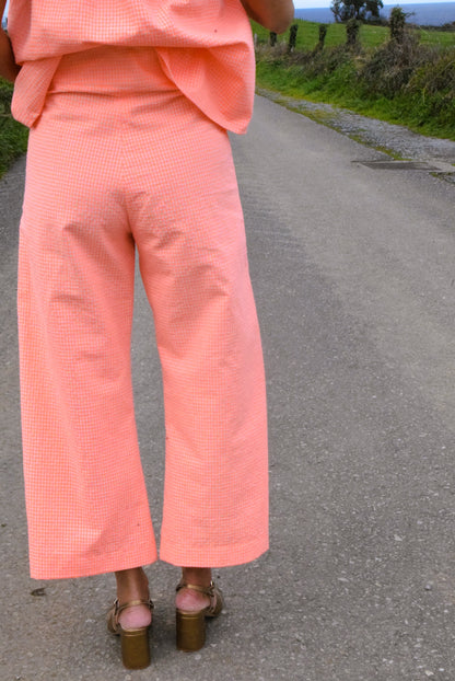 SUN PANTS - VICHY FLUOR ORANGE -