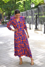 CARLOTA DRESS - ORANGE AND BLUE