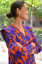 CARLOTA DRESS - ORANGE AND BLUE