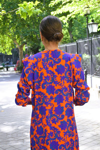 CARLOTA DRESS - ORANGE AND BLUE