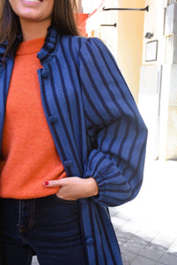 EUGENIA COAT - BLUE STRIPES - PREORDER NOVEMBER 14