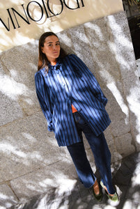 EUGENIA COAT - BLUE STRIPES - PREORDER NOVEMBER 14