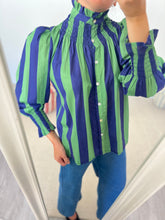 BLUSA MARÍA - RAYAS AZUL Y VERDE -