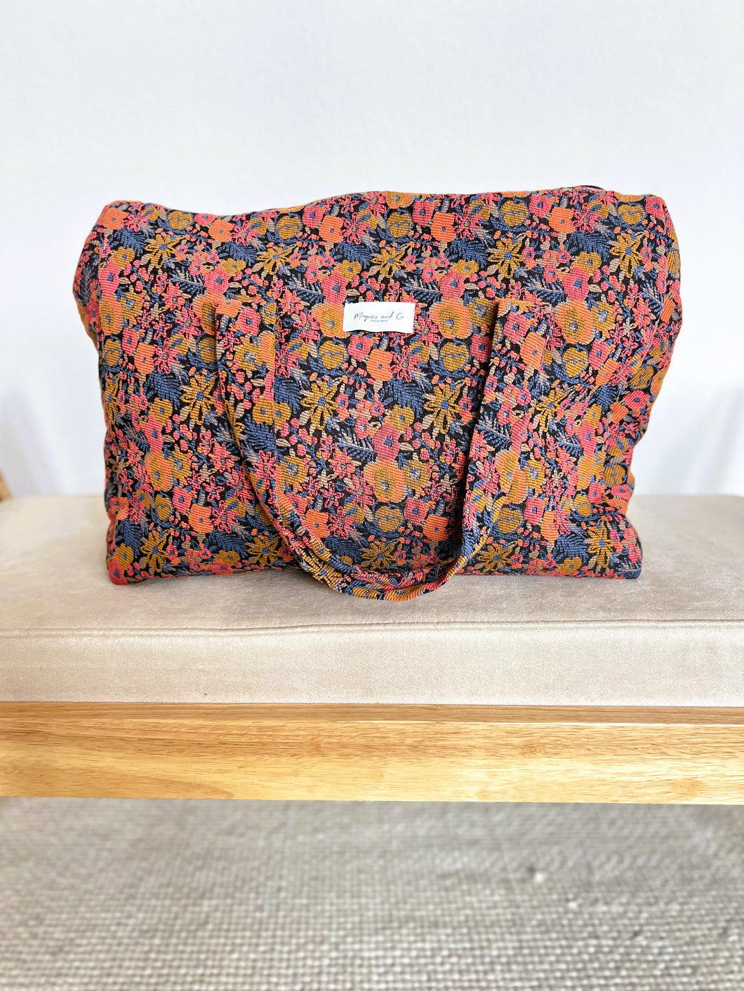 BOLSA CAROLA -  FLORES NARANAJAS -