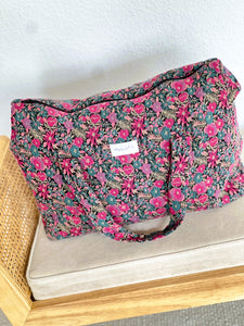 BOLSA CAROLA -  FLORES ROSAS -