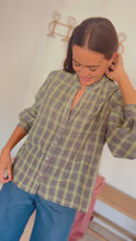 GRETA SHIRT - GREY WITH FLUORESCENT CHECK -